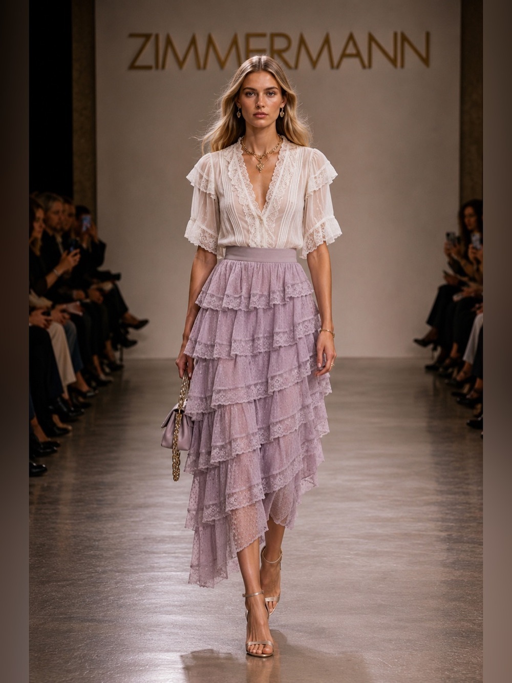 Zimmermann Lilac Tiered Lace Skirt NWOT New Size US 4